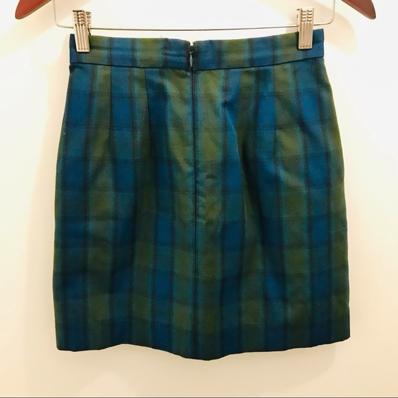 MOUSSY Plaid Skirt 1 Small blue green a-line pockets - Picture 2 of 9
